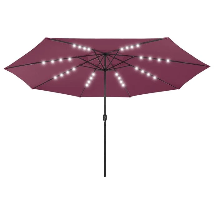 Parasol D'extérieur Avec LED Et Mât En Métal 400 Cm Bordeaux 3 Parasol D'extérieur Avec LED Et Mât En Métal 400 Cm Bordeaux