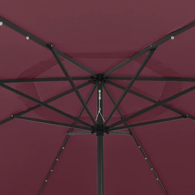 Parasol D'extérieur Avec LED Et Mât En Métal 400 Cm Bordeaux 4 Parasol D'extérieur Avec LED Et Mât En Métal 400 Cm Bordeaux – Image 2