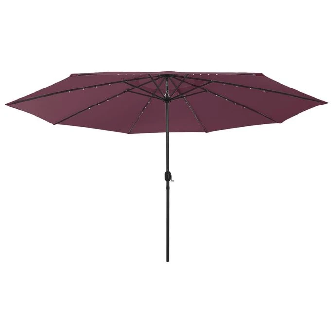 Parasol D'extérieur Avec LED Et Mât En Métal 400 Cm Bordeaux 5 Parasol D'extérieur Avec LED Et Mât En Métal 400 Cm Bordeaux – Image 3