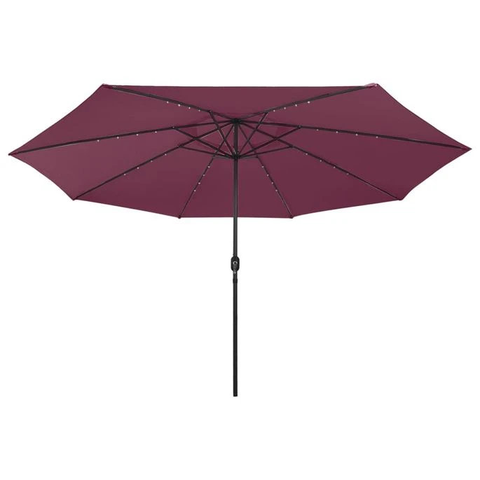 Parasol D'extérieur Avec LED Et Mât En Métal 400 Cm Bordeaux 6 Parasol D'extérieur Avec LED Et Mât En Métal 400 Cm Bordeaux – Image 4