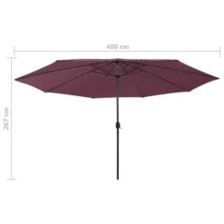 Parasol D'extérieur Avec LED Et Mât En Métal 400 Cm Bordeaux 15 Parasol D'extérieur Avec LED Et Mât En Métal 400 Cm Bordeaux -Mobilier De Jardin parasol d exterieur avec led et mat en metal 400 cm bordeaux 3666722356169 942583