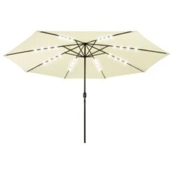 Parasol D'extérieur Avec LED Et Mât En Métal 400 Cm Sable
