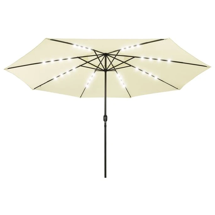 Parasol D'extérieur Avec LED Et Mât En Métal 400 Cm Sable 3 Parasol D'extérieur Avec LED Et Mât En Métal 400 Cm Sable