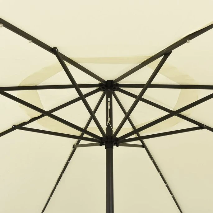Parasol D'extérieur Avec LED Et Mât En Métal 400 Cm Sable 4 Parasol D'extérieur Avec LED Et Mât En Métal 400 Cm Sable – Image 2