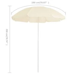 Parasol D'extérieur Avec Mât En Acier Sable 180 Cm 2 -Mobilier De Jardin parasol d exterieur avec mat en acier sable 180 cm 3666722352192 946833