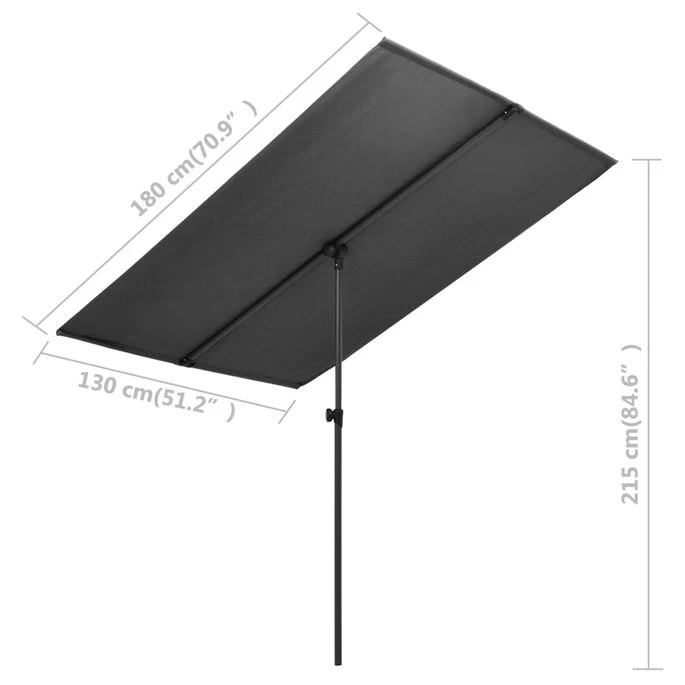 Parasol D'extérieur Avec Mât En Aluminium 180x130 Cm Anthracite 9 Parasol D'extérieur Avec Mât En Aluminium 180x130 Cm Anthracite – Image 7
