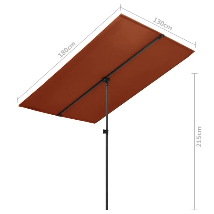 Parasol D'extérieur Avec Mât En Aluminium 180x130cm Terre Cuite 9 Parasol D'extérieur Avec Mât En Aluminium 180x130cm Terre Cuite – Image 7