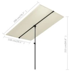 Parasol D'extérieur Avec Mât En Aluminium 2x1,5 M Blanc Sable -Mobilier De Jardin parasol d exterieur avec mat en aluminium 2x1 5 m blanc sable 3666722882958 1007350