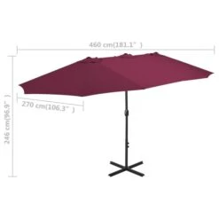 Parasol D'extérieur Avec Mât En Aluminium 460 X 270 Cm Bordeaux -Mobilier De Jardin parasol d exterieur avec mat en aluminium 460 x 270 cm bordeaux 3666722325981 979558
