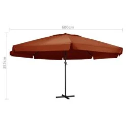 Parasol D'extérieur Avec Mât En Aluminium 600 Cm Terre Cuite -Mobilier De Jardin parasol d exterieur avec mat en aluminium 600 cm terre cuite 3666722604932 584524