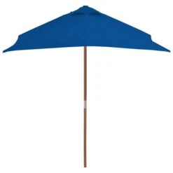 Parasol D'extérieur Avec Mât En Bois Bleu 150x200 Cm -Mobilier De Jardin parasol d exterieur avec mat en bois bleu 150x200 cm 3666722353366 945814