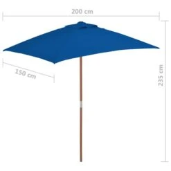 Parasol D'extérieur Avec Mât En Bois Bleu 150x200 Cm -Mobilier De Jardin parasol d exterieur avec mat en bois bleu 150x200 cm 3666722353366 945817