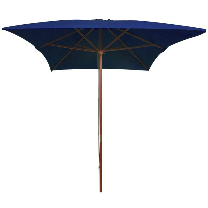 Parasol D'extérieur Avec Mât En Bois Bleu 200x300 Cm 5 Parasol D'extérieur Avec Mât En Bois Bleu 200x300 Cm – Image 3