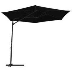 Parasol D'extérieur Déporté Avec Mât En Acier 300 Cm Noir -Mobilier De Jardin parasol d exterieur deporte avec mat en acier 300 cm noir 3666722322607 983182
