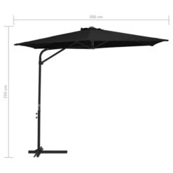 Parasol D'extérieur Déporté Avec Mât En Acier 300 Cm Noir -Mobilier De Jardin parasol d exterieur deporte avec mat en acier 300 cm noir 3666722322607 983186