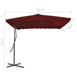 Parasol D'extérieur Déporté Avec Mât En Acier Bordeaux 250x250x230 Cm -Mobilier De Jardin parasol d exterieur deporte avec mat en acier bordeaux 250x250x230 cm 3666722356336 942422
