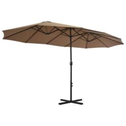 Parasol D'extérieur Et Poteau En Aluminium 460 X 270 Cm Taupe -Mobilier De Jardin parasol d exterieur et poteau en aluminium 460 x 270 cm taupe 3666722325998 979547