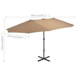 Parasol D'extérieur Et Poteau En Aluminium 460 X 270 Cm Taupe -Mobilier De Jardin parasol d exterieur et poteau en aluminium 460 x 270 cm taupe 3666722325998 979551