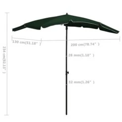 Parasol De Jardin Avec Mât 200x130 Cm Vert -Mobilier De Jardin parasol de jardin avec mat 200x130 cm vert 3666722352093 946891