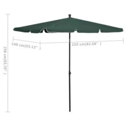 Parasol De Jardin Avec Mât 210x140 Cm Vert -Mobilier De Jardin parasol de jardin avec mat 210x140 cm vert 3666722352161 946849