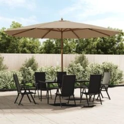 Parasol De Jardin Avec Mât En Bois Taupe 400x273 Cm