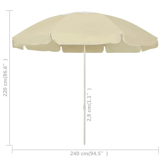 Parasol De Plage Jaune Sable 240 Cm 8 Parasol De Plage Jaune Sable 240 Cm – Image 6