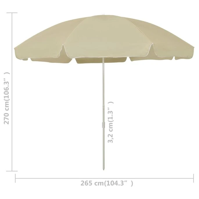 Parasol De Plage Jaune Sable 300 Cm 8 Parasol De Plage Jaune Sable 300 Cm – Image 6
