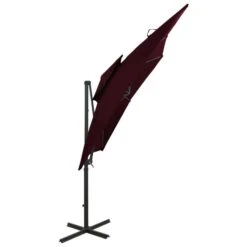 Parasol Déporté à Double Toit 250x250 Cm Rouge Bordeaux -Mobilier De Jardin parasol deporte a double toit 250x250 cm rouge bordeaux 3666722356954 941809