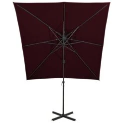 Parasol Déporté à Double Toit 250x250 Cm Rouge Bordeaux -Mobilier De Jardin parasol deporte a double toit 250x250 cm rouge bordeaux 3666722356954 941810