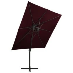Parasol Déporté à Double Toit 250x250 Cm Rouge Bordeaux -Mobilier De Jardin parasol deporte a double toit 250x250 cm rouge bordeaux 3666722356954 941811