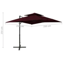Parasol Déporté à Double Toit 250x250 Cm Rouge Bordeaux -Mobilier De Jardin parasol deporte a double toit 250x250 cm rouge bordeaux 3666722356954 941813