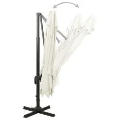 Parasol Déporté à Double Toit 300x300 Cm Sable 15 Parasol Déporté à Double Toit 300x300 Cm Sable -Mobilier De Jardin parasol deporte a double toit 300x300 cm sable 3666722356855 941890