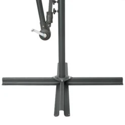 Parasol Déporté à LED Et Mât En Acier Rouge Bordeaux -Mobilier De Jardin parasol deporte a led et mat en acier rouge bordeaux 3666722313865 991665