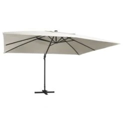 Parasol Déporté Avec Lumières LED Aluminium 400x300 Cm Sable