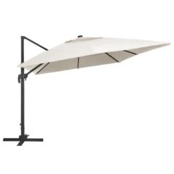 Parasol Déporté Avec Lumières LED Aluminium 400x300 Cm Sable -Mobilier De Jardin parasol deporte avec lumieres led aluminium 400x300 cm sable 8719883759050 585161
