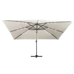 Parasol Déporté Avec Lumières LED Aluminium 400x300 Cm Sable -Mobilier De Jardin parasol deporte avec lumieres led aluminium 400x300 cm sable 8719883759050 585162