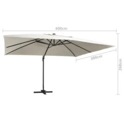 Parasol Déporté Avec Lumières LED Aluminium 400x300 Cm Sable -Mobilier De Jardin parasol deporte avec lumieres led aluminium 400x300 cm sable 8719883759050 585166