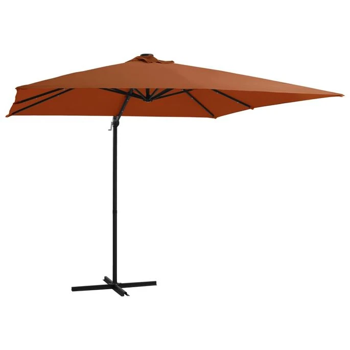 Parasol Déporté Avec Lumières LED Terre Cuite 250x250 Cm 3 Parasol Déporté Avec Lumières LED Terre Cuite 250x250 Cm