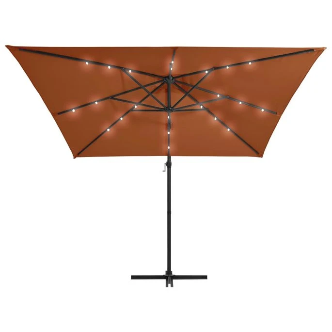 Parasol Déporté Avec Lumières LED Terre Cuite 250x250 Cm 7 Parasol Déporté Avec Lumières LED Terre Cuite 250x250 Cm – Image 5