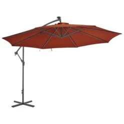 Parasol Déporté Avec Lumières LED Terre Cuite 350 Cm
