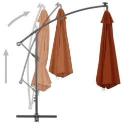 Parasol Déporté Avec Lumières LED Terre Cuite 350 Cm -Mobilier De Jardin parasol deporte avec lumieres led terre cuite 350 cm 3666722777698 944556