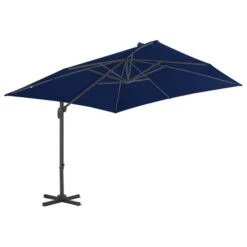 Parasol Déporté Avec Mât En Aluminium 3x3 M Bleu Azuré -Mobilier De Jardin parasol deporte avec mat en aluminium 3x3 m bleu azure 3666722521024 585177