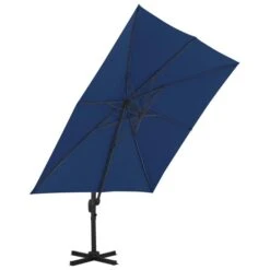 Parasol Déporté Avec Mât En Aluminium 3x3 M Bleu Azuré -Mobilier De Jardin parasol deporte avec mat en aluminium 3x3 m bleu azure 3666722521024 585178