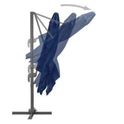 Parasol Déporté Avec Mât En Aluminium 3x3 M Bleu Azuré -Mobilier De Jardin parasol deporte avec mat en aluminium 3x3 m bleu azure 3666722521024 585179