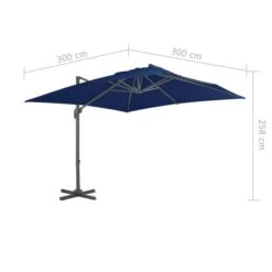 Parasol Déporté Avec Mât En Aluminium 3x3 M Bleu Azuré -Mobilier De Jardin parasol deporte avec mat en aluminium 3x3 m bleu azure 3666722521024 585182