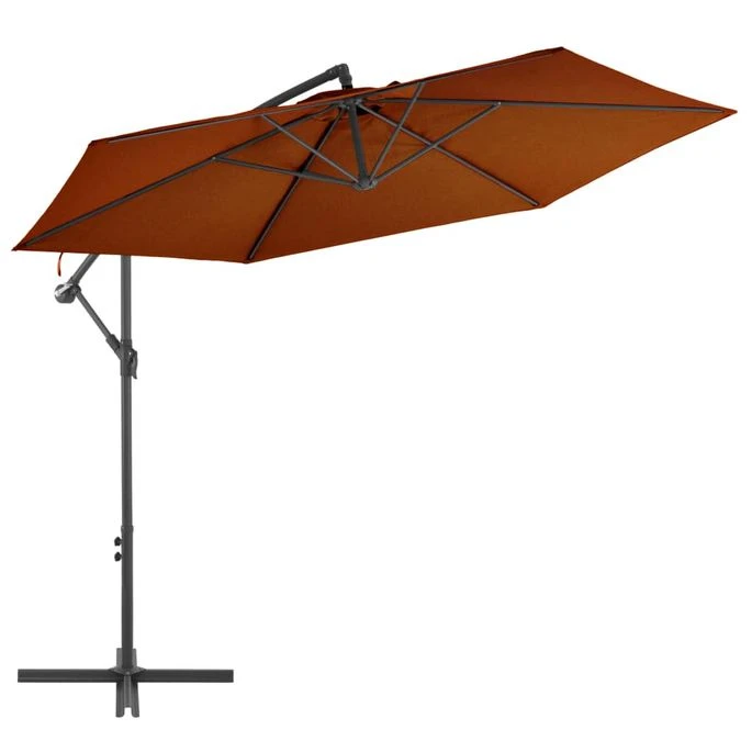 Parasol Déporté Avec Mât En Aluminium Terre Cuite 300 Cm 2 3 Parasol Déporté Avec Mât En Aluminium Terre Cuite 300 Cm 2