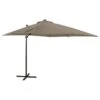 Parasol Déporté Avec Mât Et Lumières LED Taupe 250 Cm -Mobilier De Jardin parasol deporte avec mat et lumieres led taupe 250 cm 3666722357210 941540