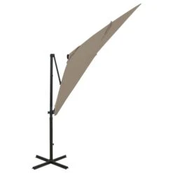 Parasol Déporté Avec Mât Et Lumières LED Taupe 250 Cm -Mobilier De Jardin parasol deporte avec mat et lumieres led taupe 250 cm 3666722357210 941542
