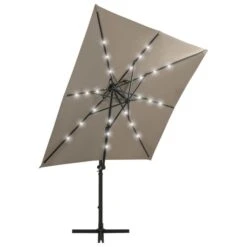 Parasol Déporté Avec Mât Et Lumières LED Taupe 250 Cm -Mobilier De Jardin parasol deporte avec mat et lumieres led taupe 250 cm 3666722357210 941543