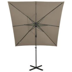 Parasol Déporté Avec Mât Et Lumières LED Taupe 250 Cm -Mobilier De Jardin parasol deporte avec mat et lumieres led taupe 250 cm 3666722357210 941545